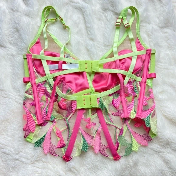 NWOT love and lemons petunia embroidery bustiers longline bra - Picture 6 of 9